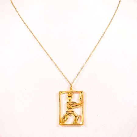 Gold Plated Brass Cricket Pendant Necklace Sports Accessory Gift for Cricketers Coaches and Fans